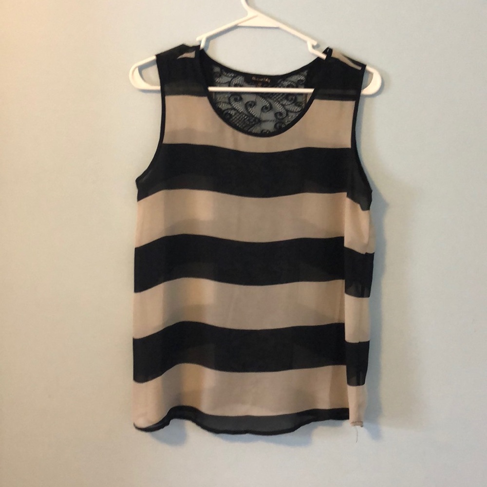 Black and cream lace back tank